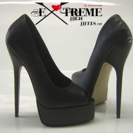 High heel platform leather peep toe shoes Ebru-P