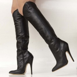 Cuban cowboy high heel leather boots 5" heel