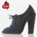 Oxford high heel round toe leather shoes
